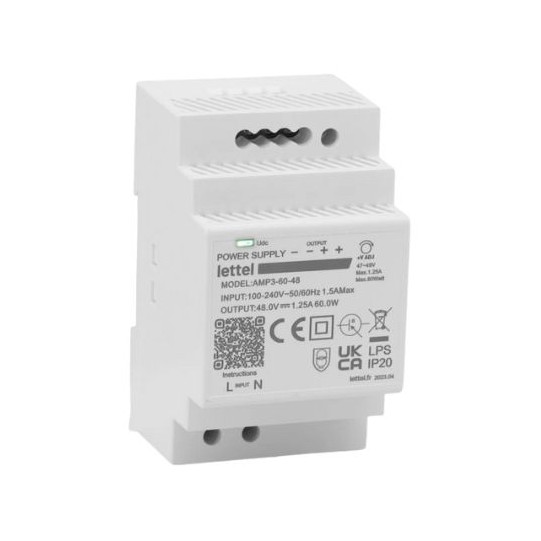 230VAC/24VDC power supply, 60W output. DIN rail mounting, 3 module width. main product photo