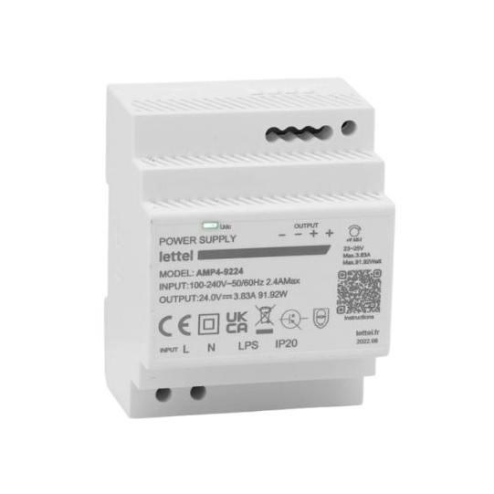 230VAC/12VDC power supply, 85W output. DIN rail mounting, 4 module width. main product photo