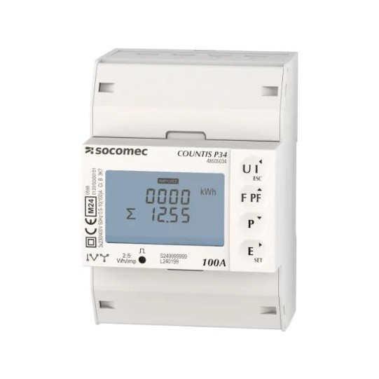 Three-phase energy meter 100A MODBUS RS485 MID Socomec COUNTIS P34 main product photo