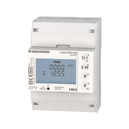 Three-phase energy meter 100A MBUS MID Socomec COUNTIS P36 main product photo