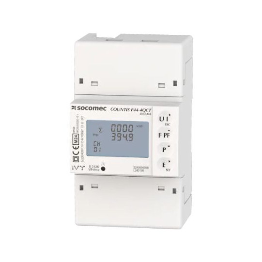 Three-phase energy meter via 3P CT block MODBUS RS485 MID Socomec COUNTIS P44-2QCT main product photo