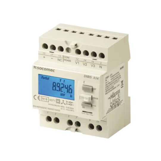 Multi-circuit metering & measurement DIRIS A14 RS485+MID mounted on Din rail main product photo