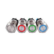 Poussoir Ø19 led bleu 230V 1no/nf mom.