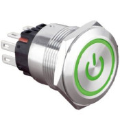 BP Ø22 led power vert 230V 2no2nf mom.