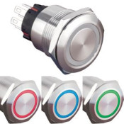 Poussoir Ø22 led 24V tri led B/R/V stabl