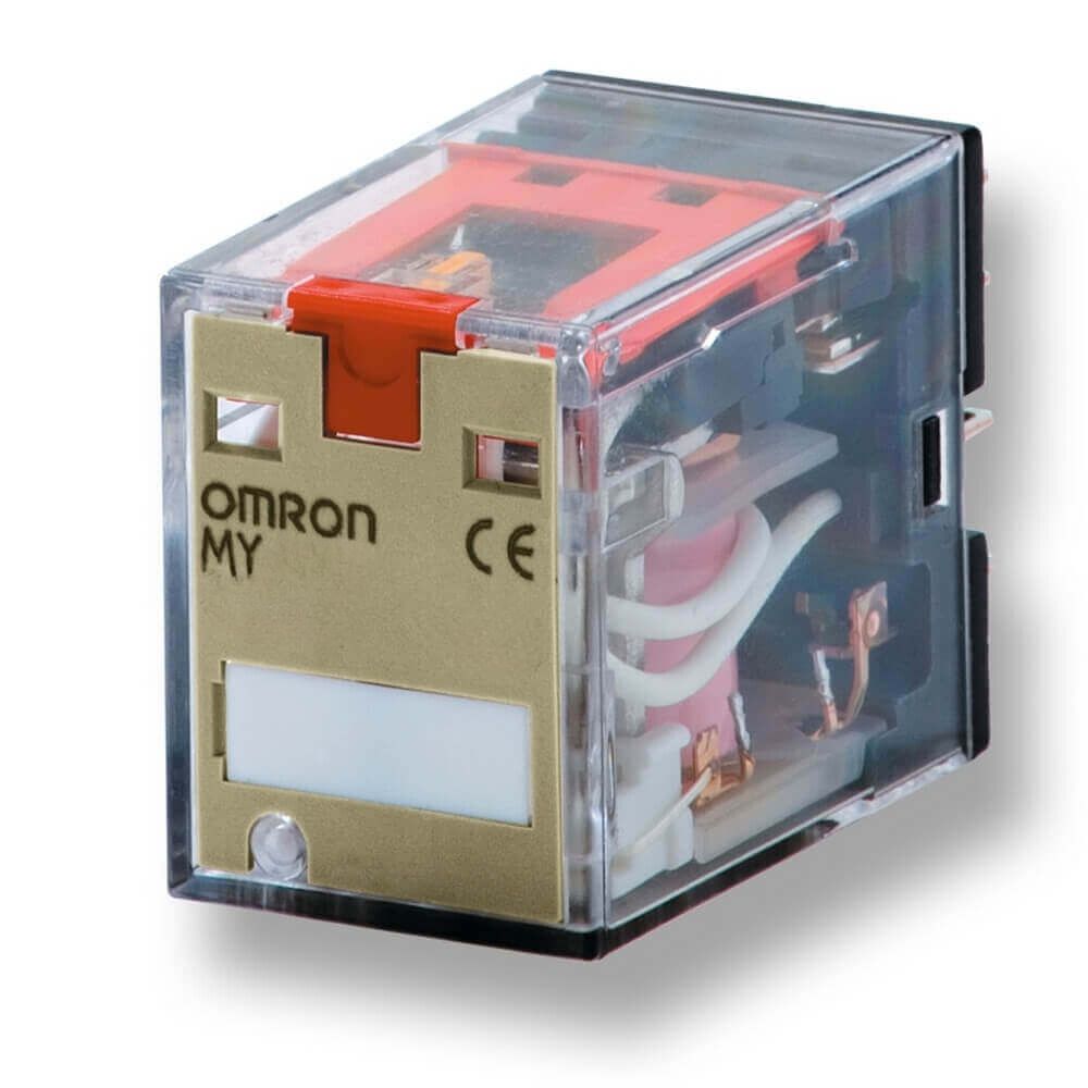 MY4IN124DC Miniature relay, reverse polarity, del, test button, 24vdc